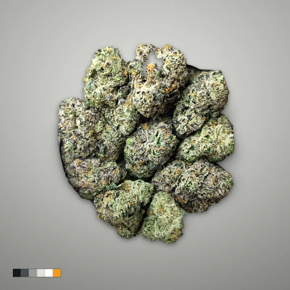 Archive Runtz THCA flower, indoor, on a grey card, lot 2