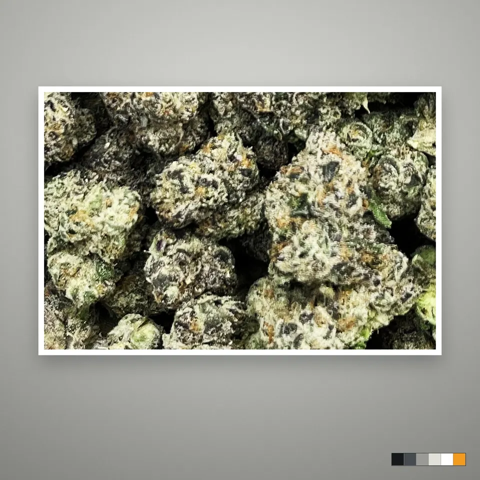 Cherry Slushie THCA flower, indoor, the lot as it grades, print on a grey card, lot 1