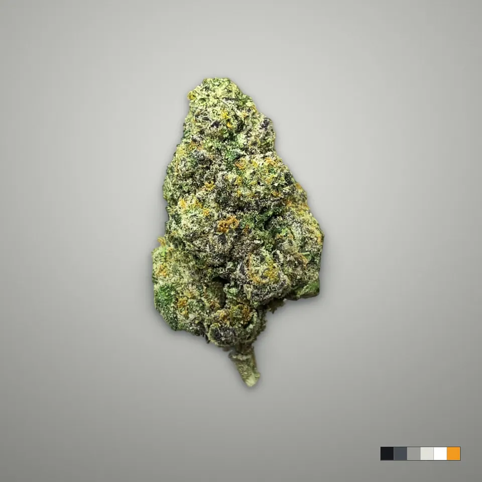 Cream Smoothie THCA flower, indoor, on a grey card, lot 1