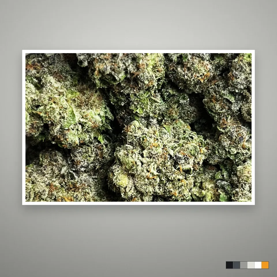 Cupcakez THCA flower, greenhouse, the lot as it grades, print on a grey card