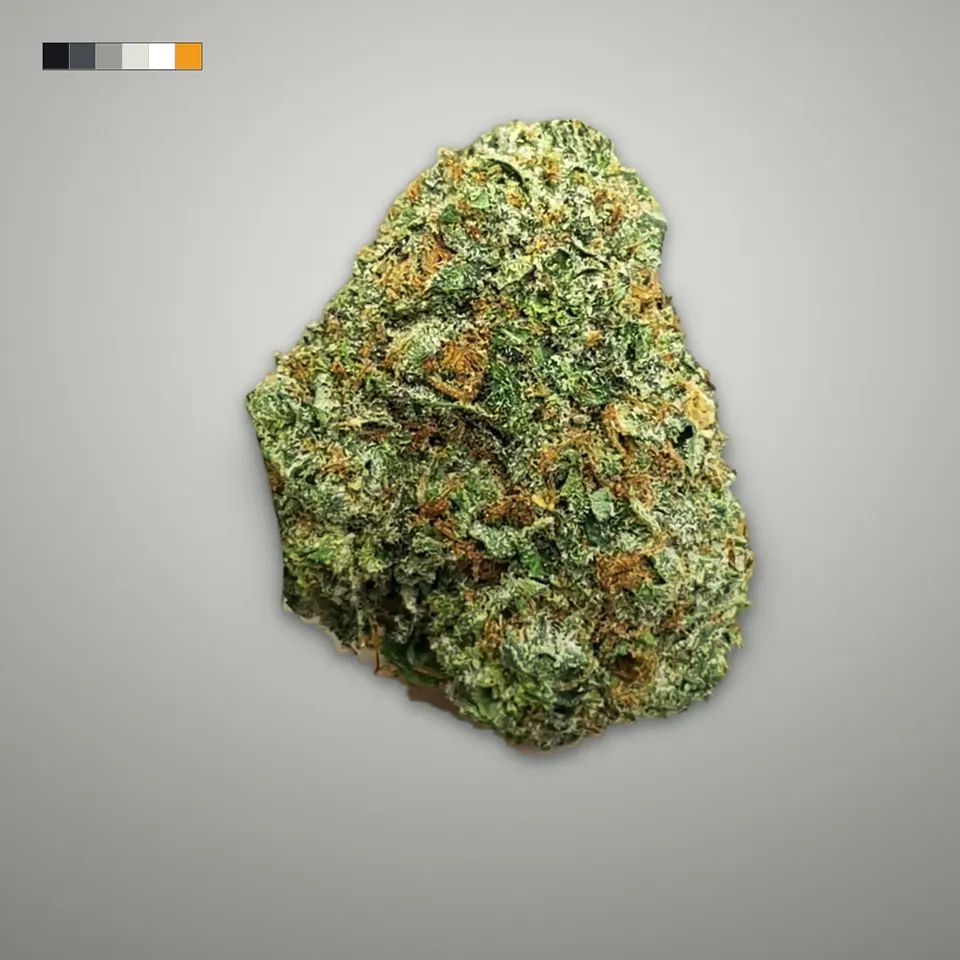 Pink Runtz THCA flower, indoor, on a grey card, lot 2